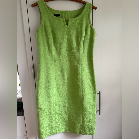 Talbots Chartreuse Embossed Sheath Dress, 4, MSRP $149 - Picture 2 of 11